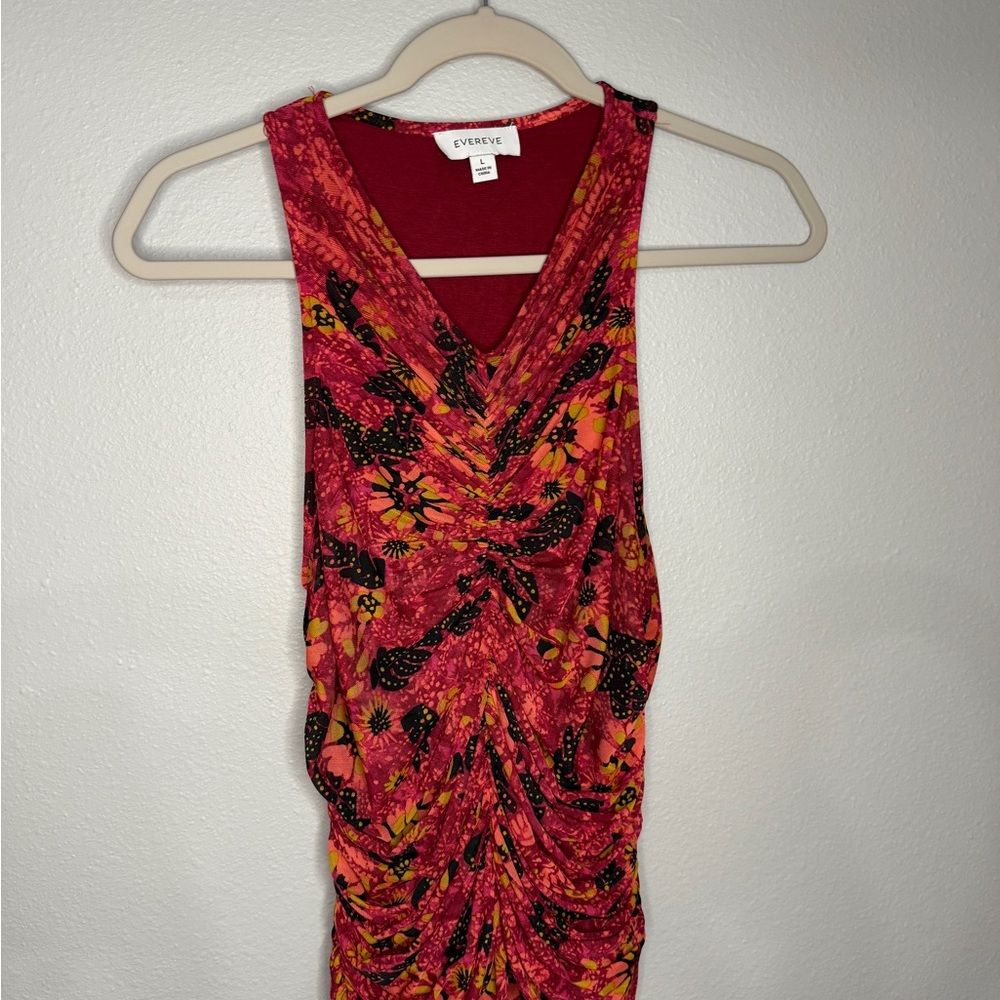 Evereve Red and Black Floral Tank Top